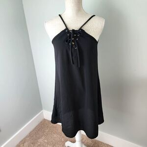 JESSE AND J LACE UP SHEER CAMI DRESS SIZE SMALL BLACK